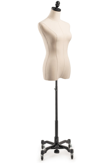 Female Display Dress Form on Metal Rolling Base
