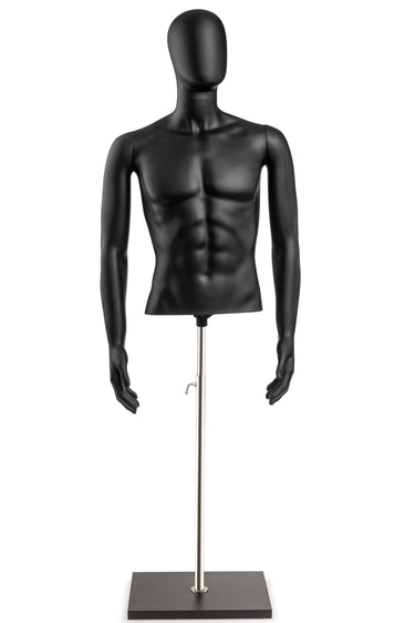 Male Egghead Torso Mannequin with Removable Arms