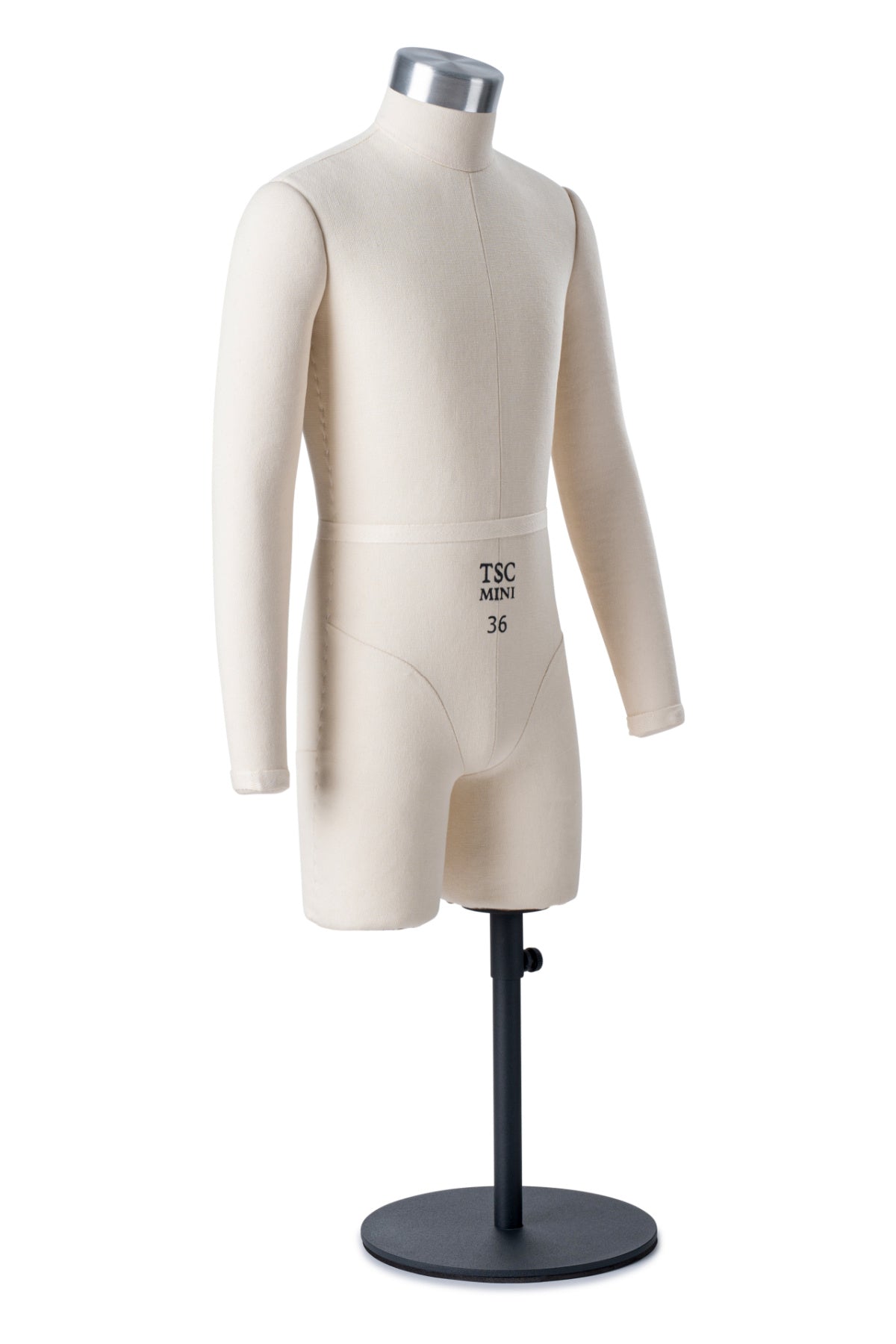 Half Scale Professional Male 3/4 Body Dress Form ("Miniform") w/ Removable Arms The Shop Company Half Scale Professional Male 3/4 Body Dress Form ("Miniform") w/ Removable Arms The Shop Company