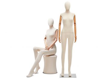 Female Full Body Fabric Wrapped Mannequin in Standing or Sitting Pose