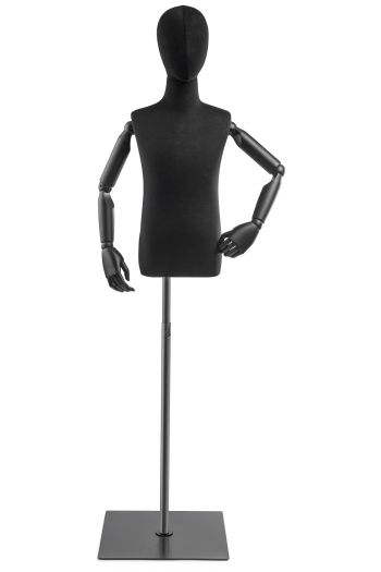 Child Display Dress Form on Metal Flat Base (Head & Arms Version)