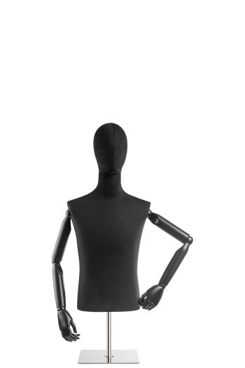 Male Display Dress Form on Metal Tabletop Base (Head & Arms Version)