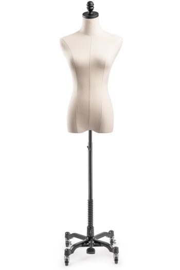 Female Display Dress Form on Metal Rolling Base