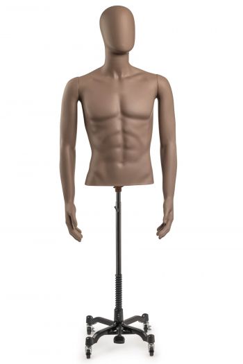 Male Egghead Torso Mannequin with Removable Arms 