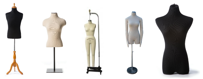 a random assortment of dress forms, standard and professional