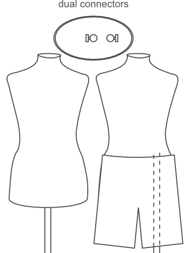 an illustration of dual connectors on the bottom of the partially pinnable dress form torsos