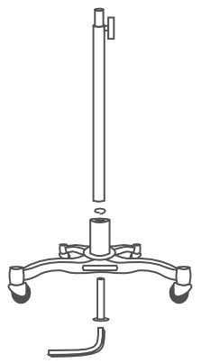 attaching pole to mannequin dress form metal rolling base