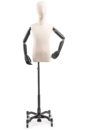 Child Display Dress Form on Metal Rolling Base (Head & Arms Version)