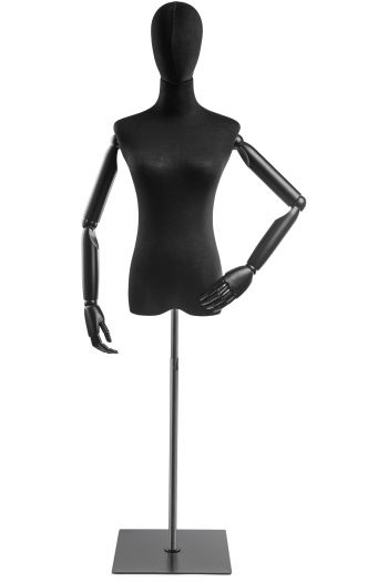 Female Display Dress Form on Metal Flat Base (Head & Arms Version)