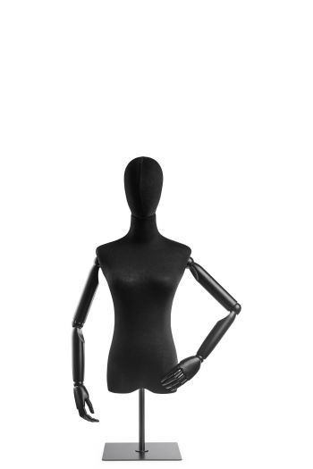 Female Display Dress Form on Metal Tabletop Base (Head & Arms Version)