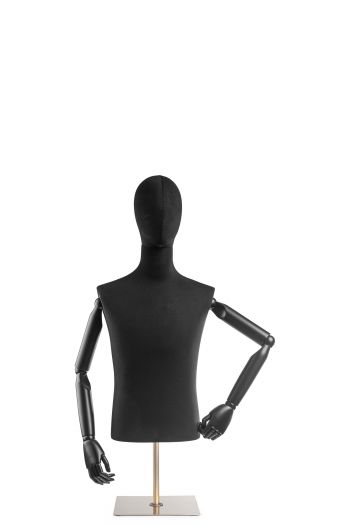 Male Display Dress Form on Metal Tabletop Base (Head & Arms Version)