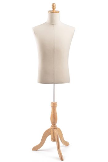 Male Display Dress Form on Wood Tripod Base