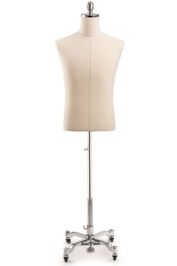 Male Display Dress Form on Metal Rolling Base