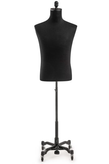 Male Display Dress Form on Metal Rolling Base