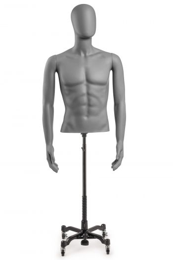 Male Egghead Torso Mannequin with Removable Arms 