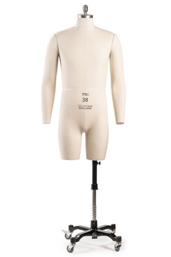 Professional Male 3/4 Body Dress Form w/ Collapsible Shoulders and Removable Arms