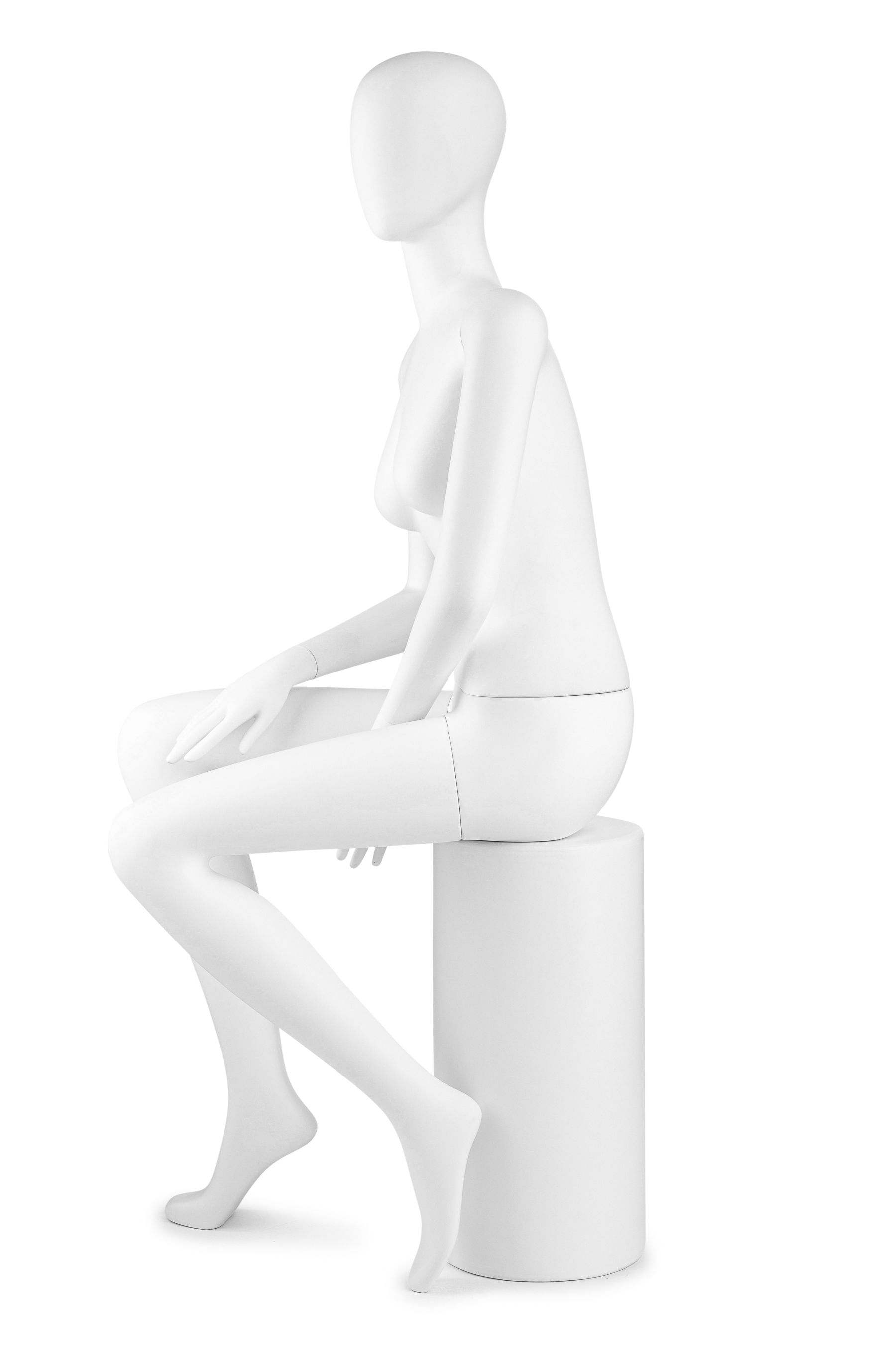 Female Display Mannequin Partial Feature Face White Matt Finish Upright Pose 