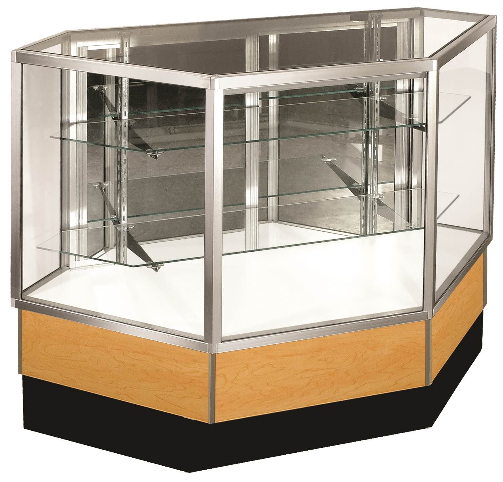 Full Vision Inside Corner Glass Display Case Showcase 42 Long