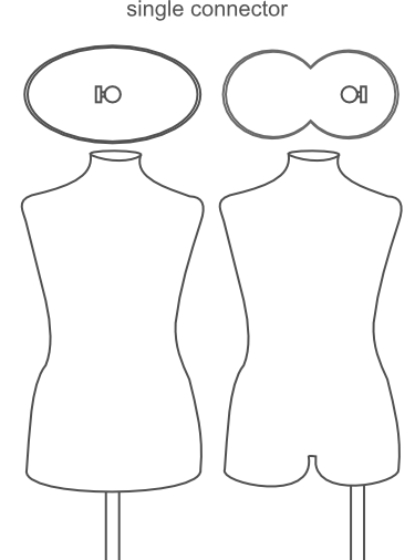 an illustration of dual connectors on the bottom of the partially pinnable dress form torsos